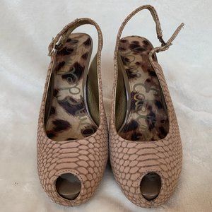 Sam Edelman Evelyn Nude Snakeskin Sling Back Sz: 6